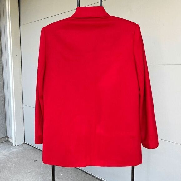 Vintage Classic Red Wool Single Button Blazer Oversized Fit - SZ 6 - Picture 2 of 6